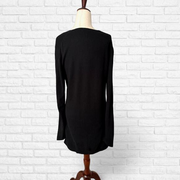 J McLaughlin Black Dress Size Medium Long Sleeve Cotton Blend Stretch Soft - Picture 3 of 12
